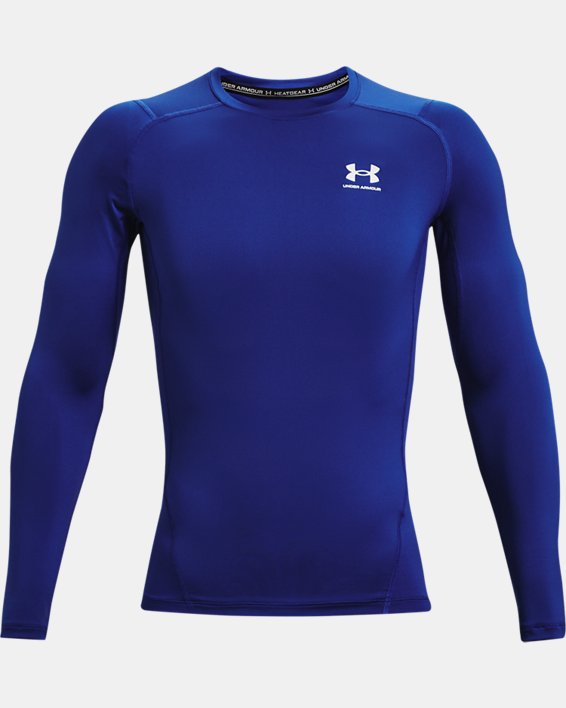 Men's HeatGear® Armour Long Sleeve, Blue, pdpMainDesktop image number 4